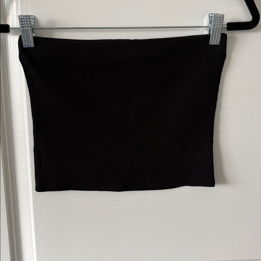 Mango Black Ribbed Tube Top